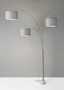 74" White Three Light Adjustable Led Tree Floor Lamp With Gray Drum Shade