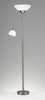 71" Two Light Torchiere Floor Lamp With White Acrylic Bowl Shades