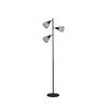 66" Black Three Light Tree Floor Lamp With Black Metal Cage Shade