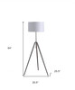 64" Chrome Adjustable Tripod Floor Lamp With White Shade