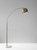 78" Brass Arc Floor Lamp With Brass Solid Color Bowl Shade