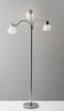 69" Nickel Three Light Tree Floor Lamp with White Bowl Shade