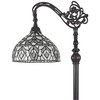 72" Brown Traditional Shaped Floor Lamp With White Peacock Feather Stained Glass Dome Shade