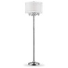 63" Steel Three Light Candelabra Floor Lamp With White Drum Shade