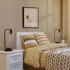 Set of 2 - Farmhouse Bedside Table Lamp Black Desk Light with USB Charging Ports