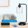 Set of 2 - Farmhouse Bedside Table Lamp Black Desk Light with USB Charging Ports