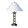 27" Silver Metal Two Light Table Lamp With White Classic Empire Shade