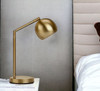 19" Gold Metal Round Table Lamp With Gold Dome Shade
