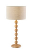 28" Brown Solid Wood Candlestick Table Lamp With Off White Drum Shade