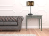 30" Bronze Metal Four Light Cylinder Bedside Table Lamp With Amber Round Shade