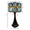 22" Dark Brown Metal Two Light Candlestick Table Lamp With Green Shade