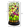 11" Green and Pink Dragonfly Stained Glass Accent Lamp