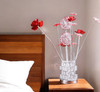 21" Silver and Clear Metal and Faux Crystal Geometric And Roses Bedside Lamp