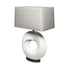 27" White Geometric Table Lamp With Gray Shade