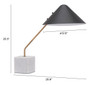 52" White Metal Bedside Table Lamp With Black Cone Shade