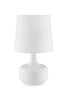 17" White Metal Bedside Table Lamp With Off-White Shade