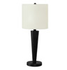 Set of Two 24" Black Metal Candlestick USB Table Lamps With Ivory Drum Shade