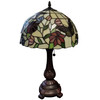 19" Dark Brown Metal Candlestick Table Lamp With Red and Black Dome Shade