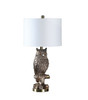 28"  Antiqued Silver Resin Owl Table or Desk Lamp