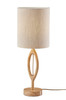 28" Natural Solid Wood Round Table Lamp With Beige Drum Shade