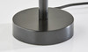28" Black Solid Wood Round Table Lamp With Gray Drum Shade