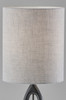 28" Black Solid Wood Round Table Lamp With Gray Drum Shade