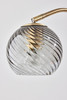 19" Antiqued Brass Metal Desk Lamp With Light Gray Swirl Globe Shade
