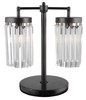 18" Black Iron Two Light Cylinder Bedside Table Lamp With Clear Cylinder Shade