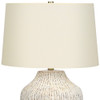 26" Cream Ceramic Round Table Lamp With Cream Empire Shade