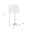 25" Crystal Geo Cubed Table Lamp With White Sharp Corner Square Tapered Shade