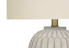 24" Cream Geometric Table Lamp With Cream Drum Shade