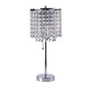 20" Silver Metal Bedside Table Lamp With Clear Drum Shade