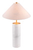 55" White Metal Bedside Table Lamp With Beige Empire Shade