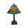 15" Dark Brown Metal Candlestick Table Lamp With Green Empire Shade