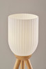 23" Natural Solid Wood Tripod Table Lamp With White Ribbed Glass Shade