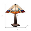 22" Dark Brown Metal Two Light Candlestick Table Lamp With Off White Empire Shade