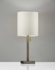 22" Antiqued Brass Metal Cylinder Table Lamp With Off White Drum Shade