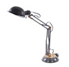 33" Black Metal Desk Table Lamp With Black Bowl Shade