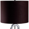 29" Silver Ceramic Geometric Table Lamp With Brown Classic Drum Shade