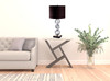 29" Silver Ceramic Geometric Table Lamp With Brown Classic Drum Shade