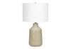 24" Beige Concrete Urn Table Lamp With Ivory Drum Shade