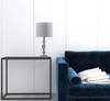 24" Clear Cut Faux Crystal Glam Table Lamp With White Classic Drum Shade