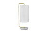 20" Gold and White Marble Round Arched Table Lamp With Ivory Drum Shade