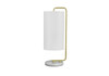 20" Gold and White Marble Round Arched Table Lamp With Ivory Drum Shade
