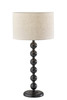 28" Black Solid Wood Candlestick Table Lamp With Off White Drum Shade