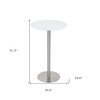26" White and Silver Metallic Rounded Steel Bar Table