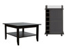 22" Brown and Black Open shelving Bar Cart and Coffee Table