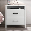 Modern 2-Drawer Bedside Table Nightstand in White Wood Finish