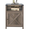 Farmhouse Style End Table Barn Door Nightstand with Open Shelf in Rustic Oak