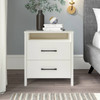 Modern 2-Drawer Nightstand with Open Shelf in Ivory Wood Finish